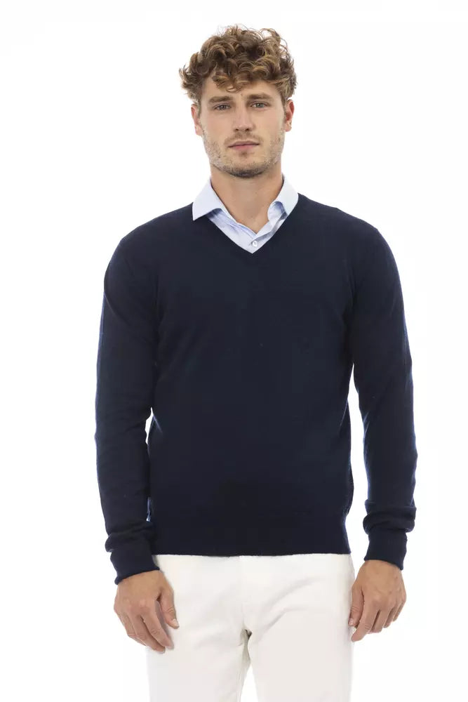 Alpha Studio Blue Wool Sweater