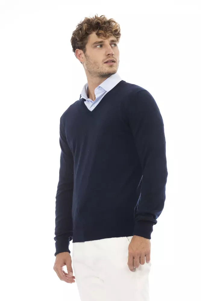 Alpha Studio Blue Wool Sweater