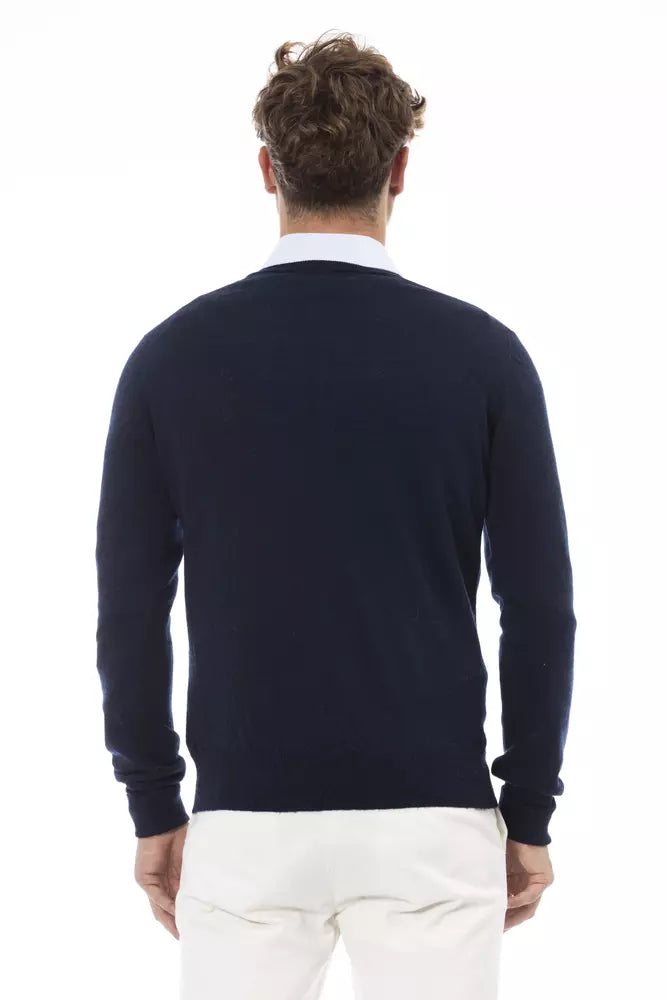 Alpha Studio Blue Wool Sweater