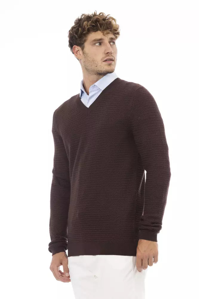 Alpha Studio Brown Merino Wool Sweater