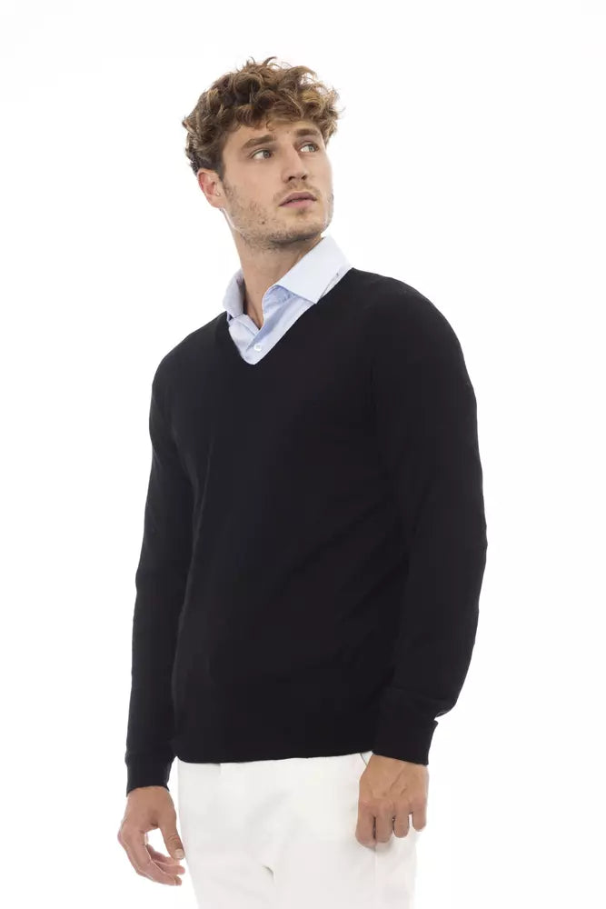 Alpha Studio Black Viscose Sweater