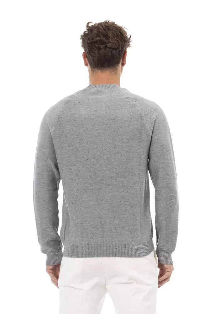 Alpha Studio Gray Cotton Sweater