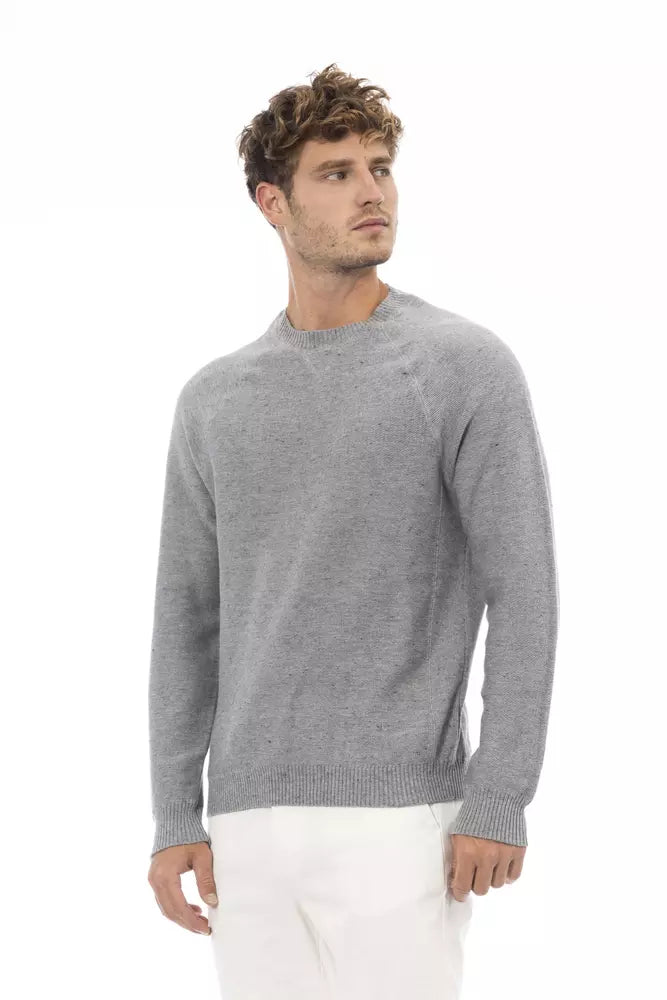 Alpha Studio Gray Cotton Sweater