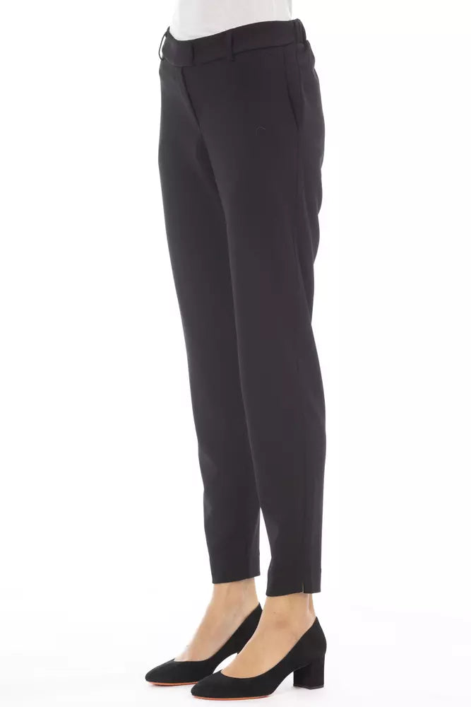 Alpha Studio Black Polyester Jeans & Pant