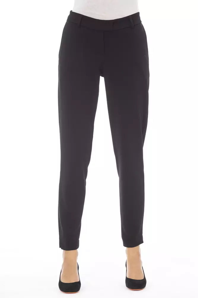 Alpha Studio Black Polyester Jeans & Pant