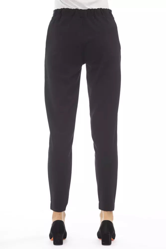 Alpha Studio Black Polyester Jeans & Pant