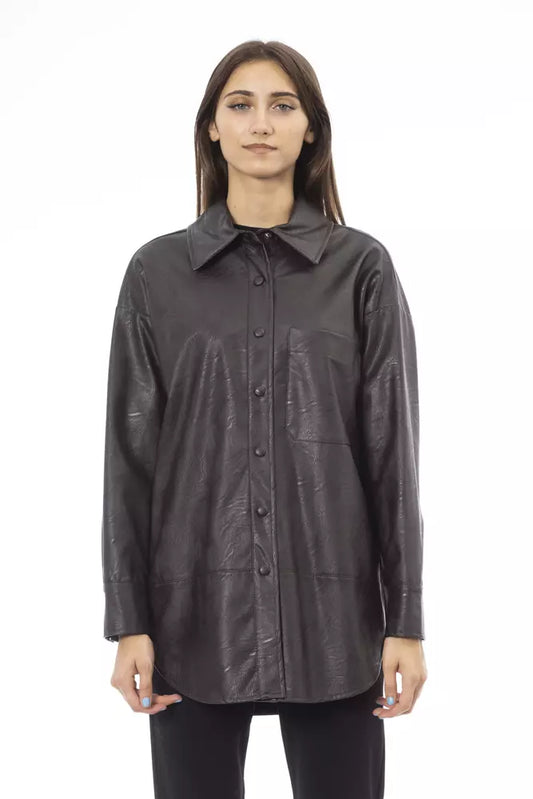 Alpha Studio Brown Polyethylene Shirt