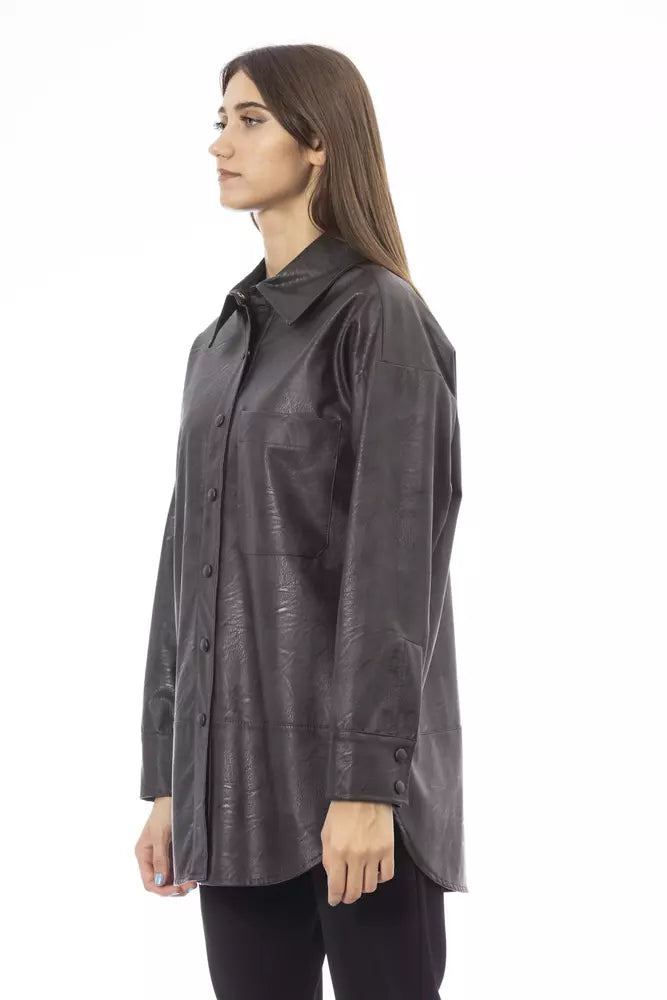 Alpha Studio Brown Polyethylene Shirt