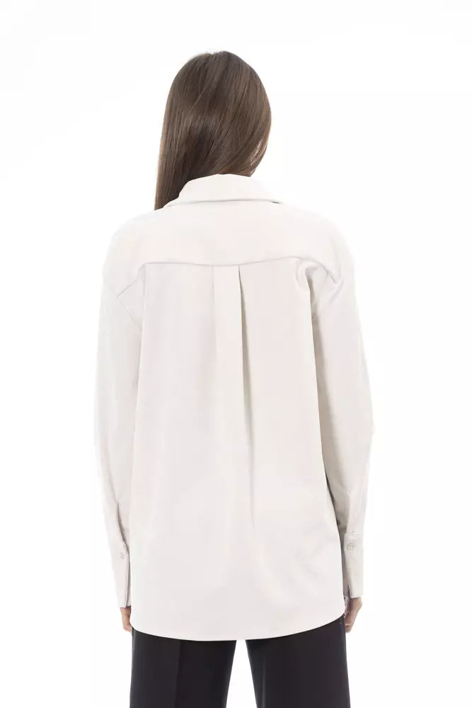 Alpha Studio White Polyester Shirt