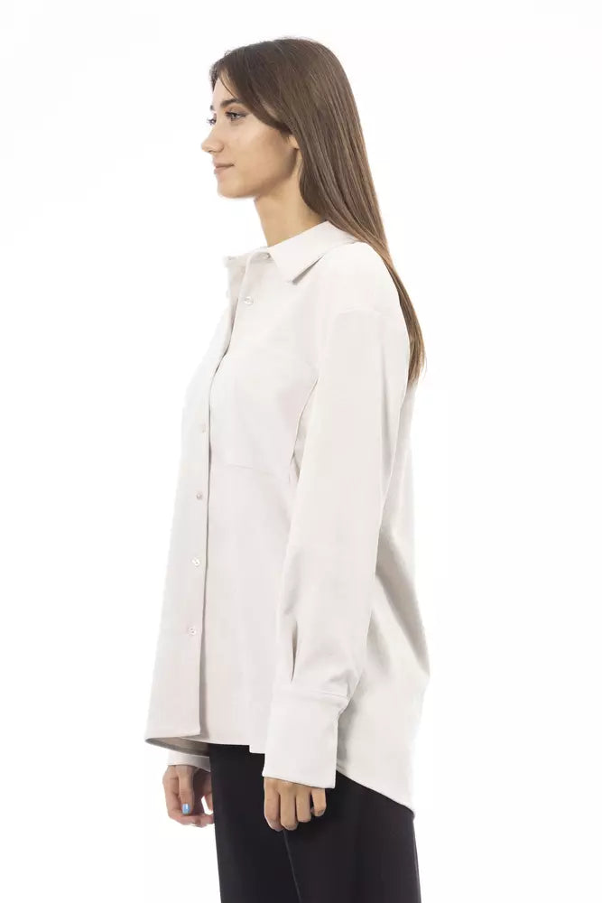 Alpha Studio White Polyester Shirt