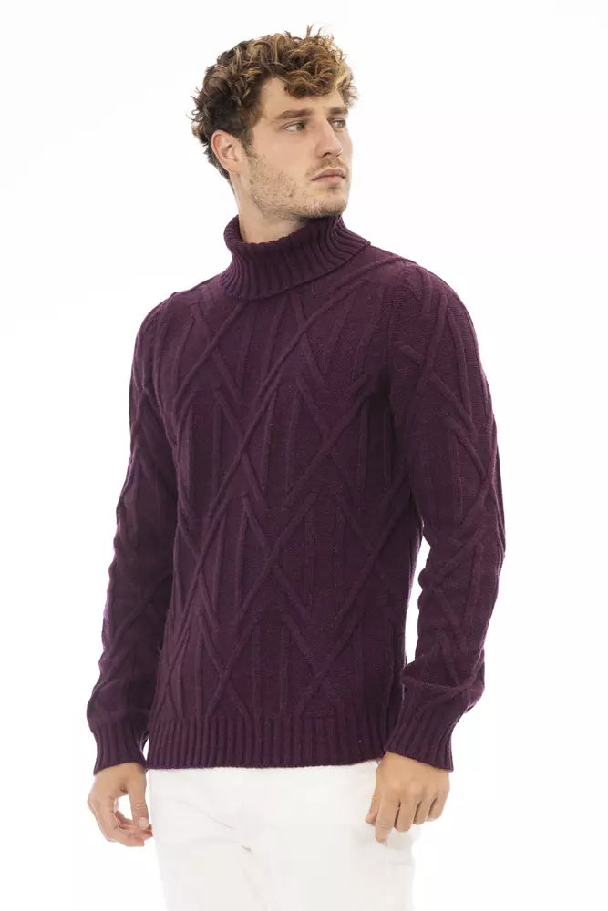 Alpha Studio Purple Merino Wool Sweater