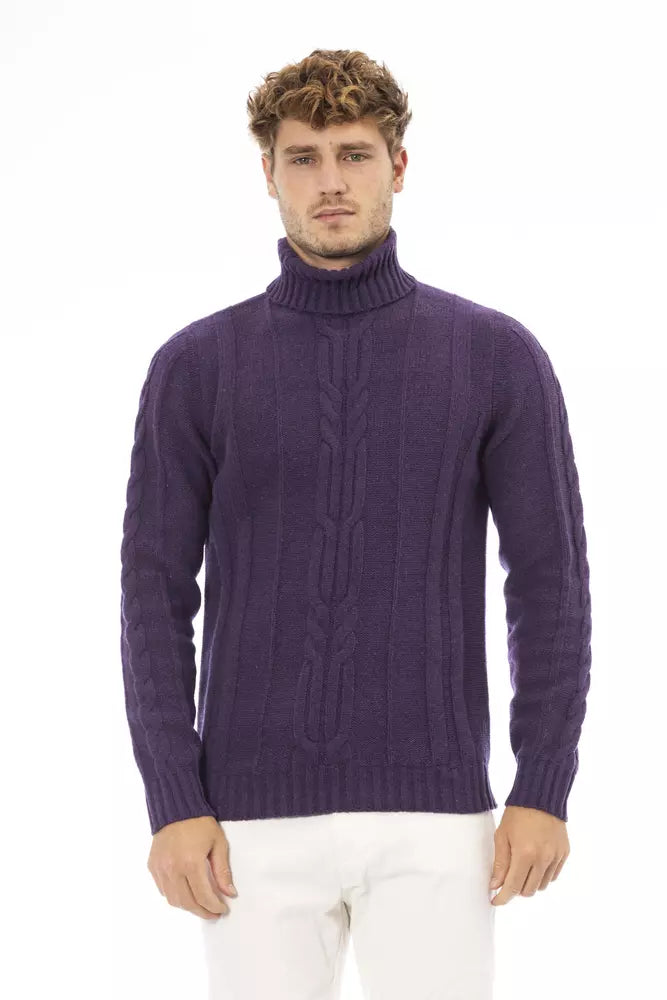 Alpha Studio Purple Merino Wool Sweater