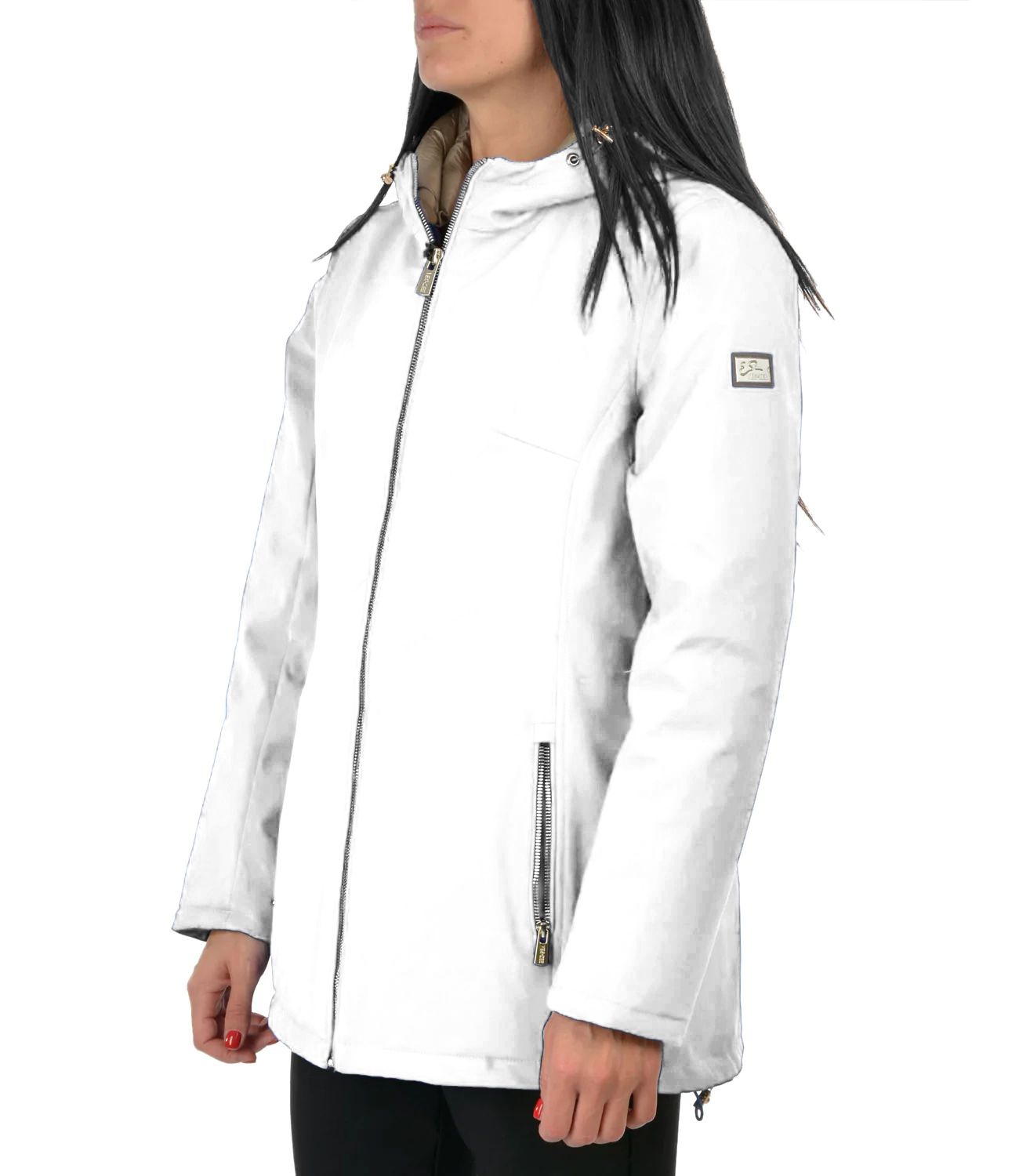 Yes Zee White Polyester Jackets & Coat