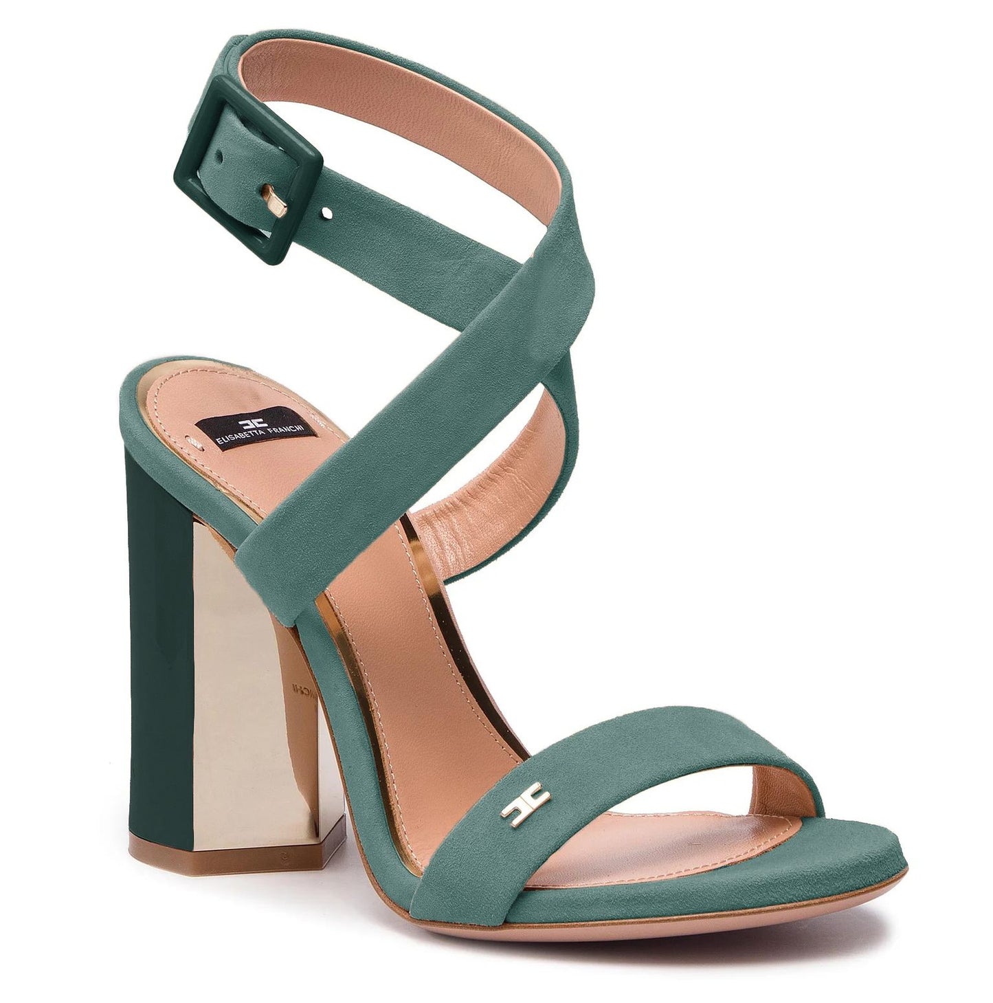 Elisabetta Franchi Green Leather Di Calfskin Sandal