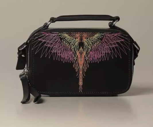 Marcelo Burlon Black Leather Crossbody Bag