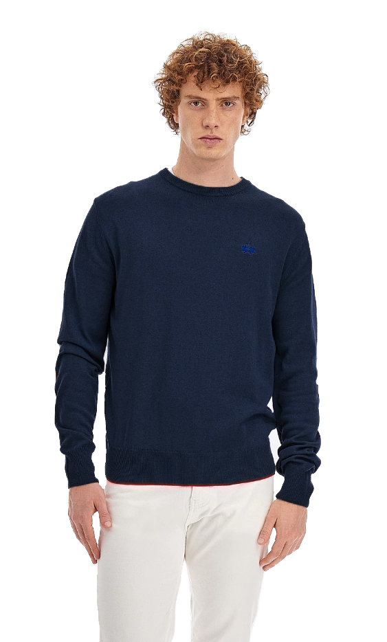 La Martina Blue Cotton Sweater