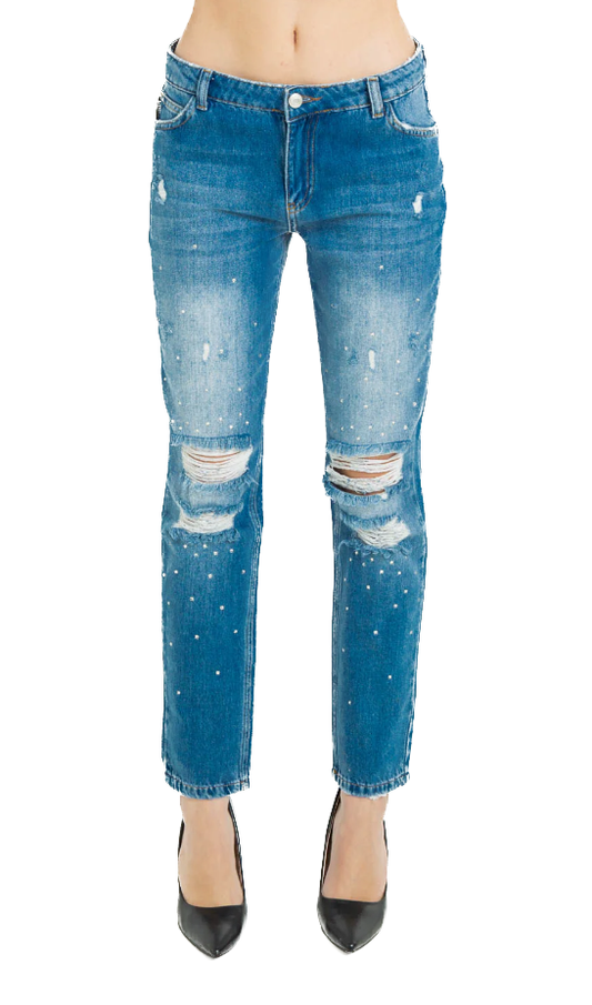 Imperfect Blue Cotton Jeans & Pant