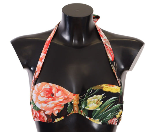 Dolce & Gabbana Multicolor Floral Print Swimsuit Bikini Top Swimwear