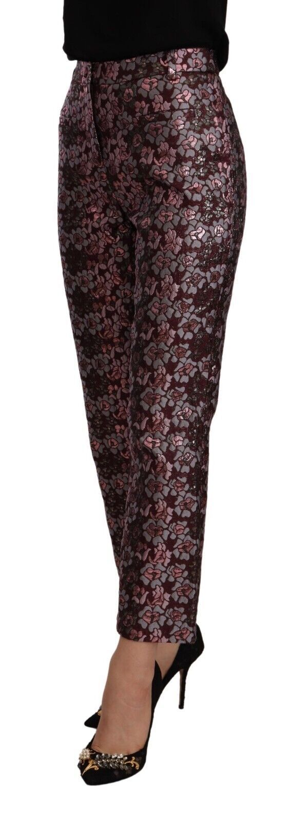 House of Holland Multicolor Floral Jacquard Flared Cropped Pants