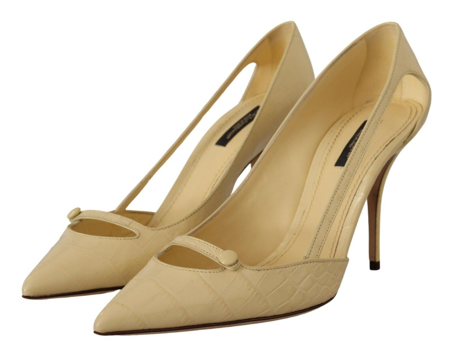 Dolce & Gabbana Yellow Exotic Leather Stiletto Heel Pumps Shoes