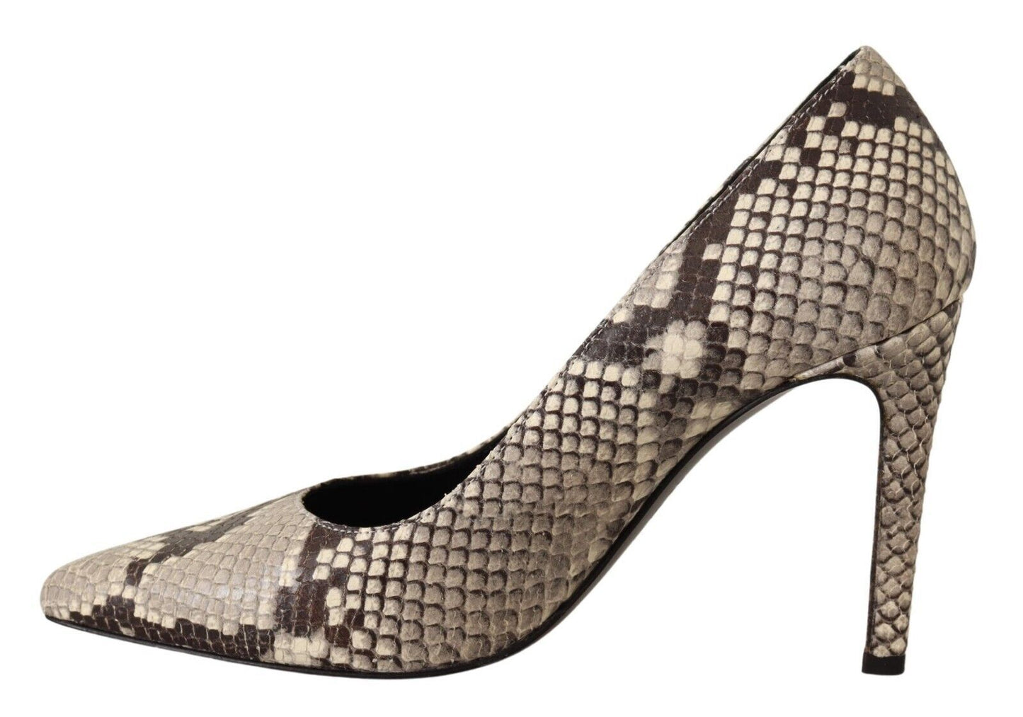 Sofia Gray Snake Skin Leather Stiletto High Heels Pumps Shoes