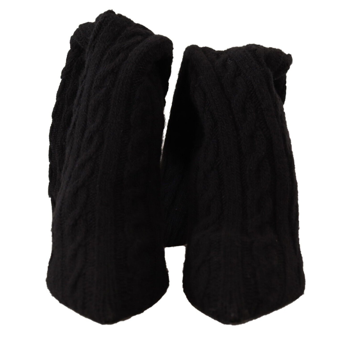 Dolce & Gabbana Black Stretch Socks Knee High Booties Shoes