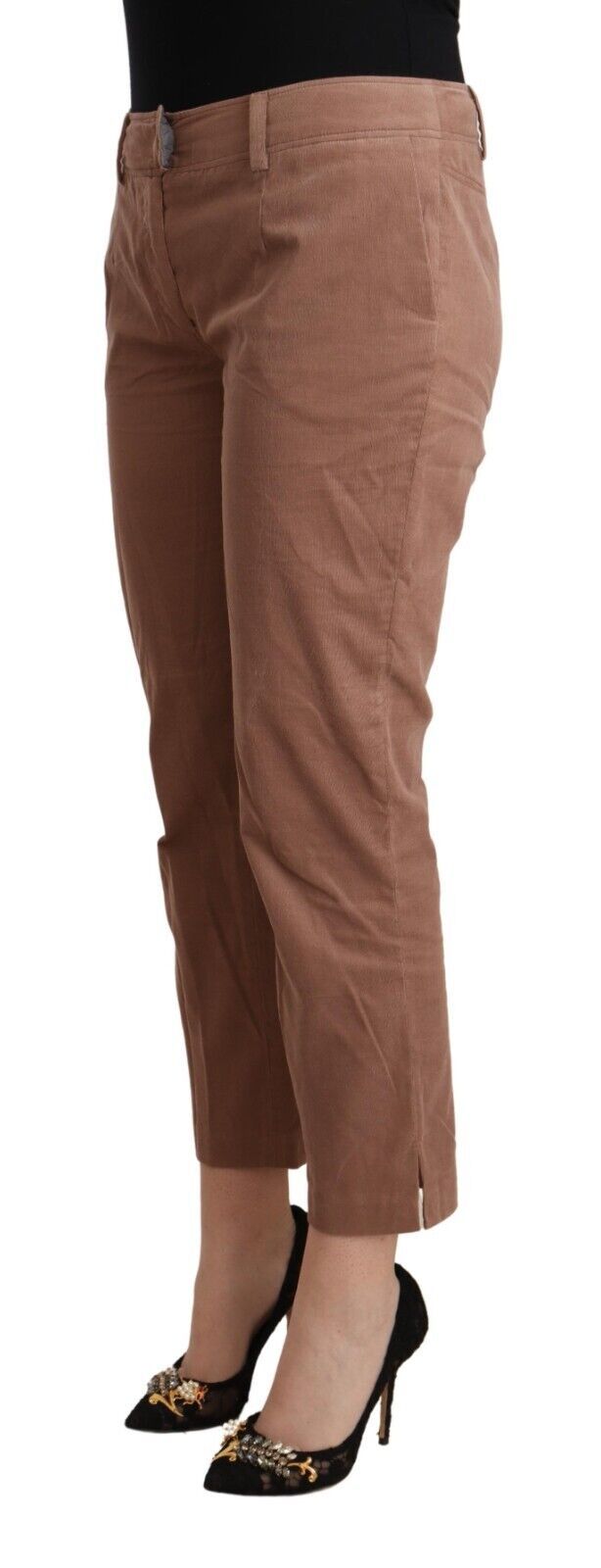 Costume National Brown Cotton Tapered Cropped Pants