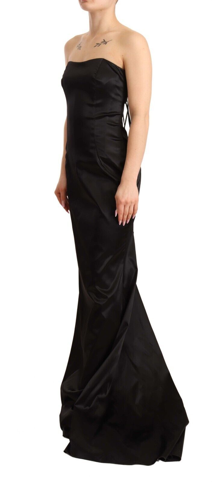 Dolce & Gabbana Black Silk Stretch Sheath Mermaid Gown Dress