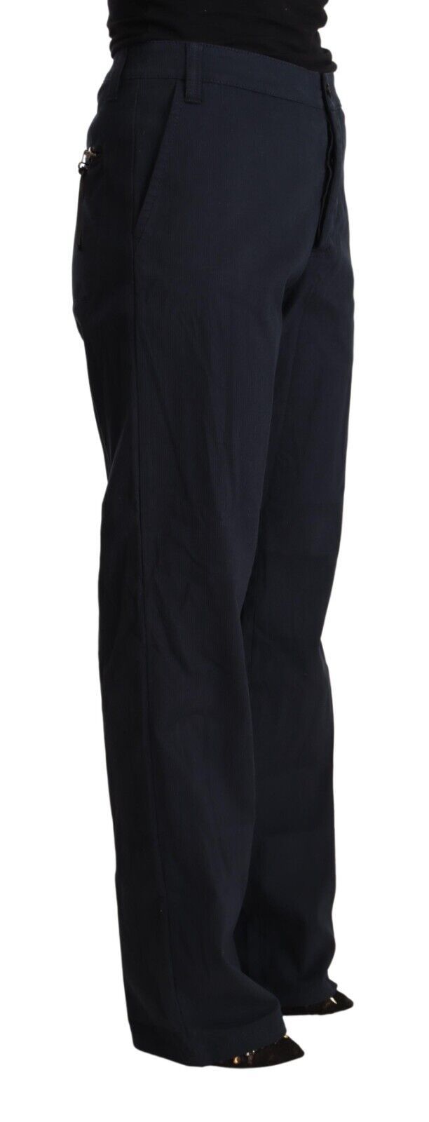 Exte Black High Waist Tapered Cotton Pants