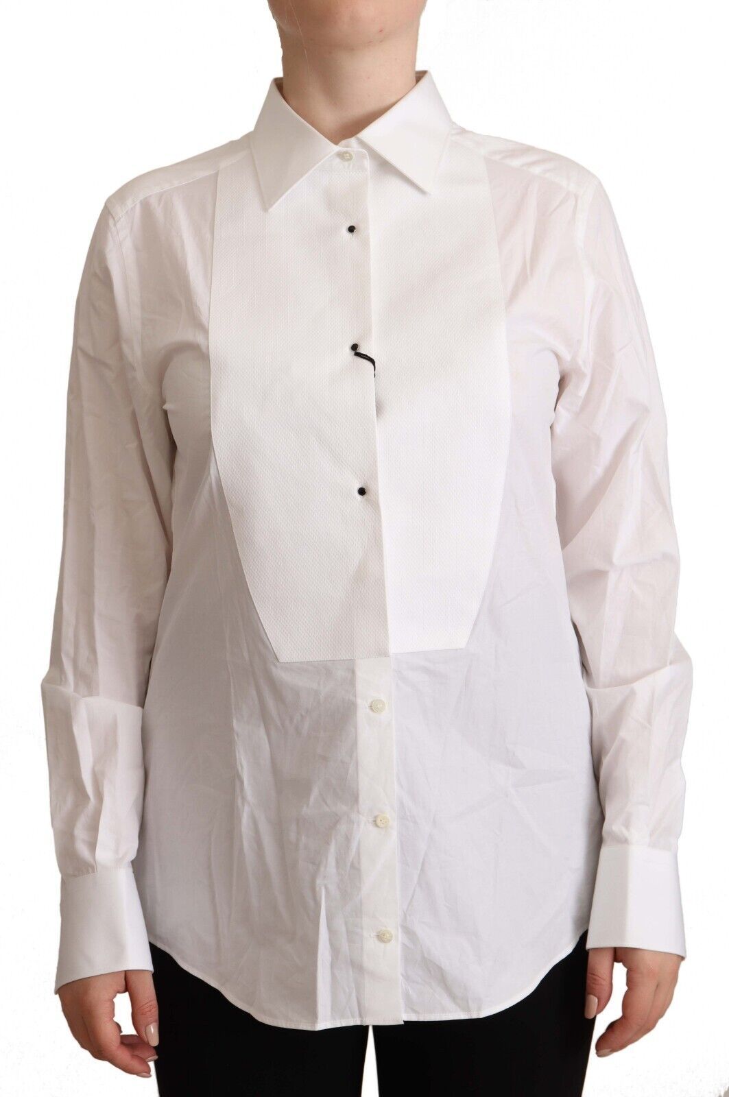 Dolce & Gabbana White Cotton Collared Long Sleeve Shirt Top