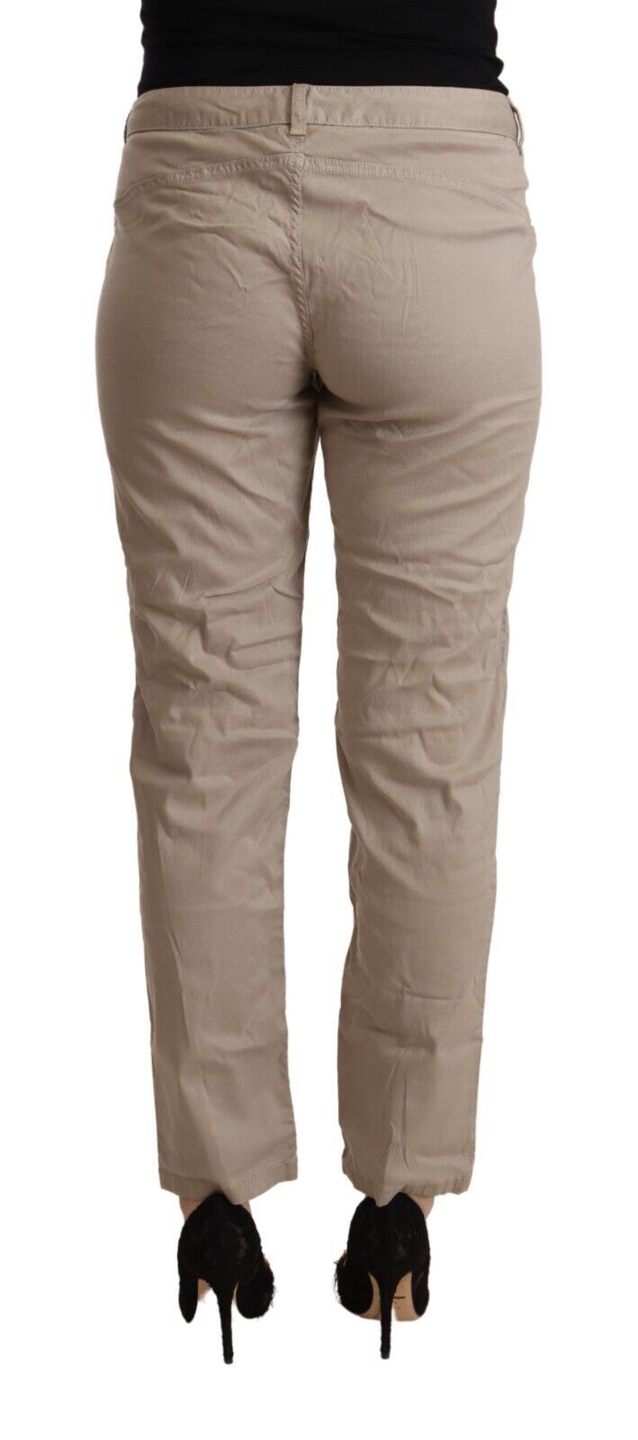 Acht Beige Tencel Mid Waist Tapered Casual Pants