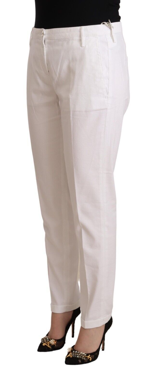 Jacob Cohen White Mid Waist Tapered Birgitte Pants