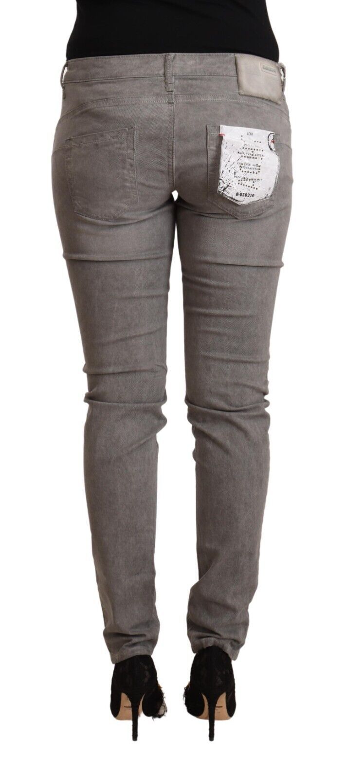 Acht Gray Cotton Low Waist Skinny Push Up Denim Jeans