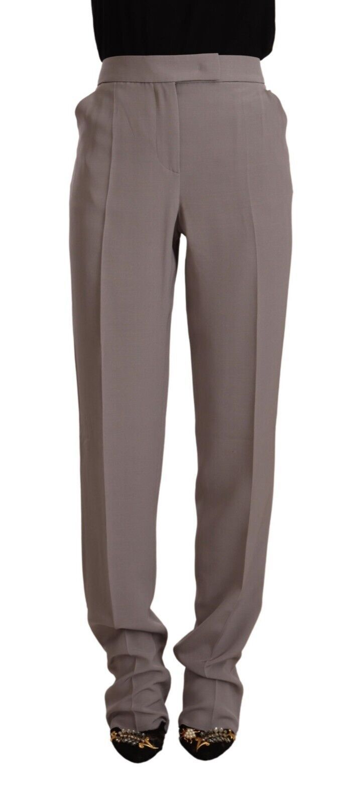 Armani Brown High Waist Silk Tapered Long Pants