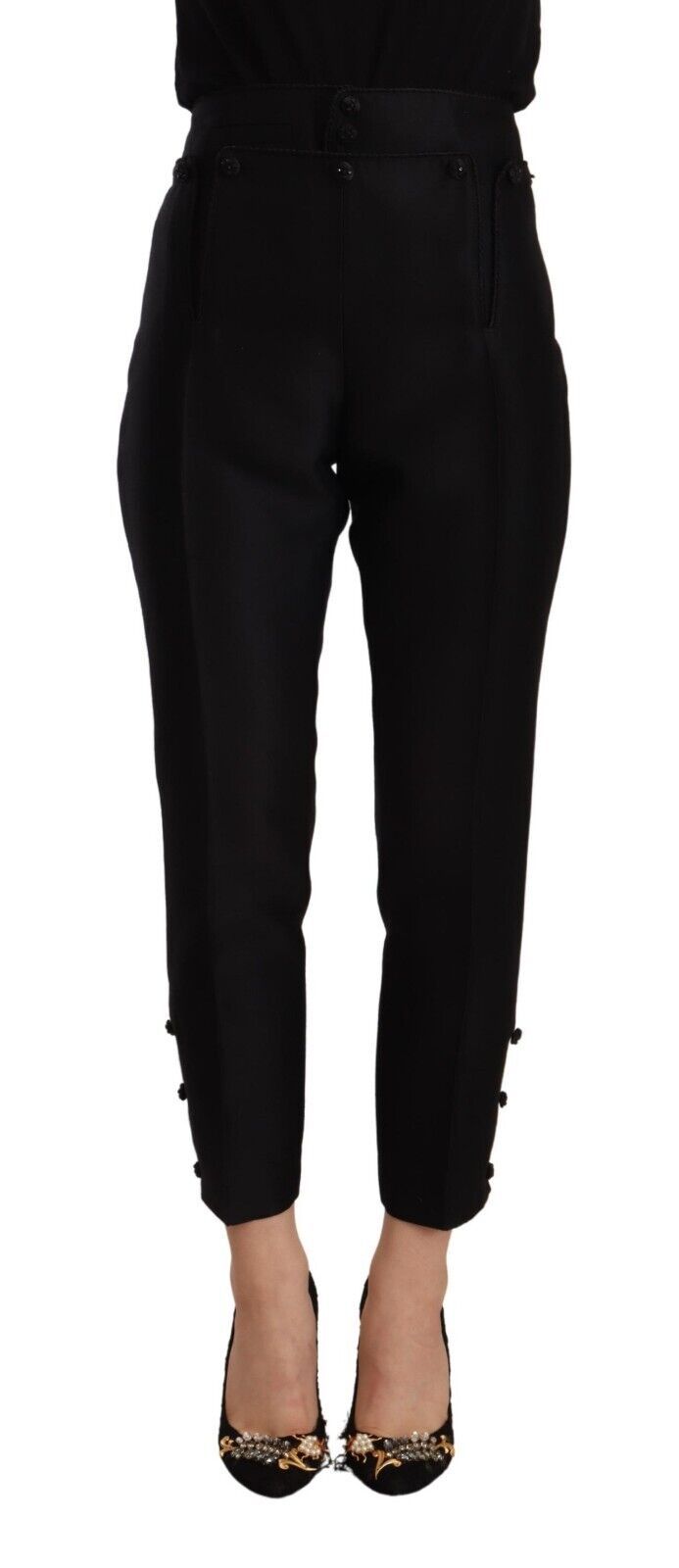 Dsquared² Black Wool High Waist Skinny Women Pants