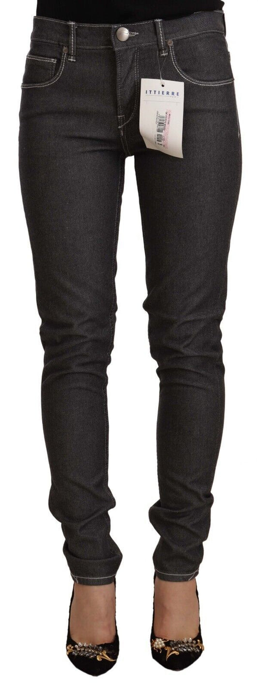 Acht Black Low Waist Skinny Denim Slim Fit Jeans