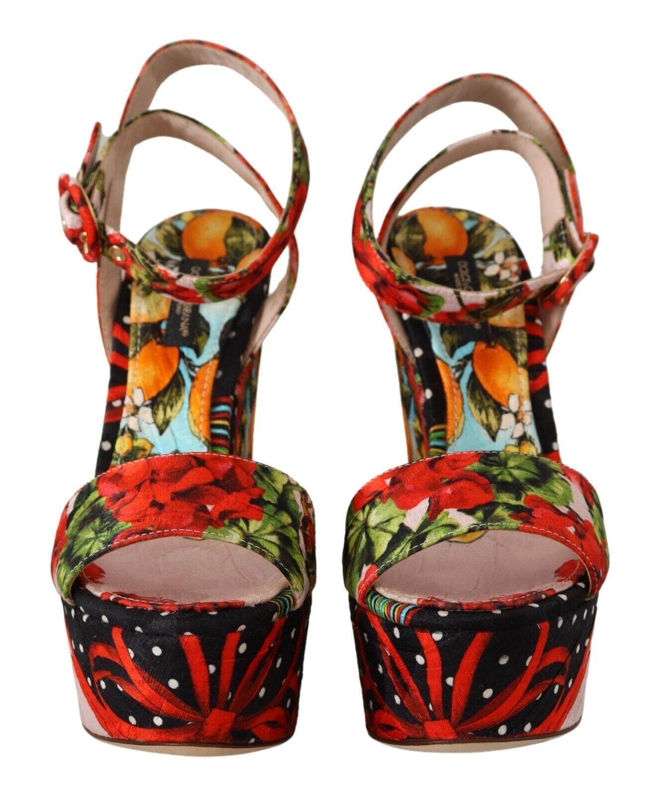 Dolce & Gabbana Multicolor Brocade Platform Heels Sandals Shoes