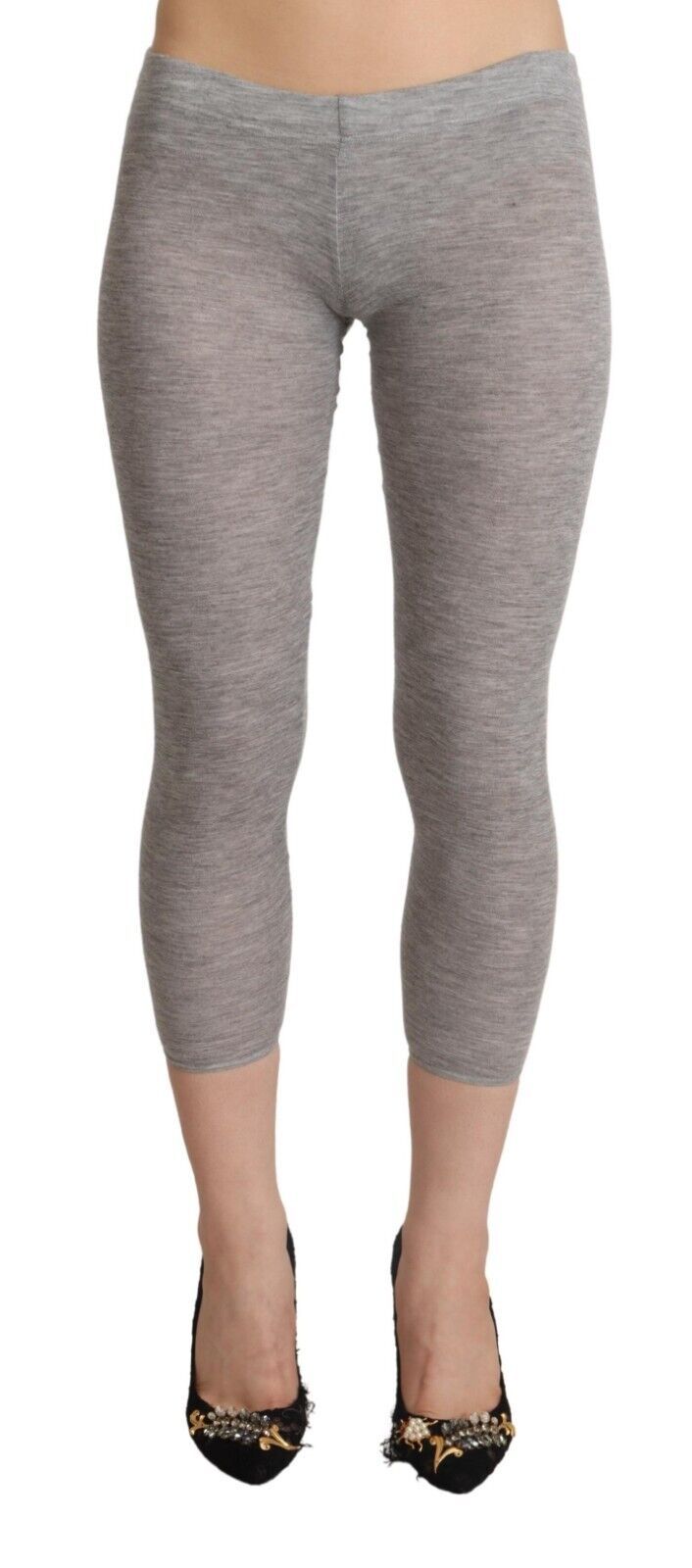 Ermanno Scervino Gray Modal Low Waist Cropped Leggings Slim Pants