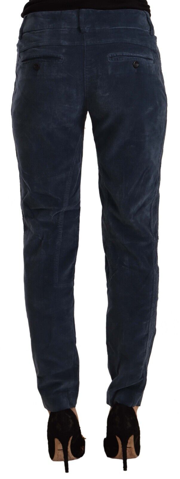 Peserico Blue Mid Waist Cotton Stretch Tapered Pants