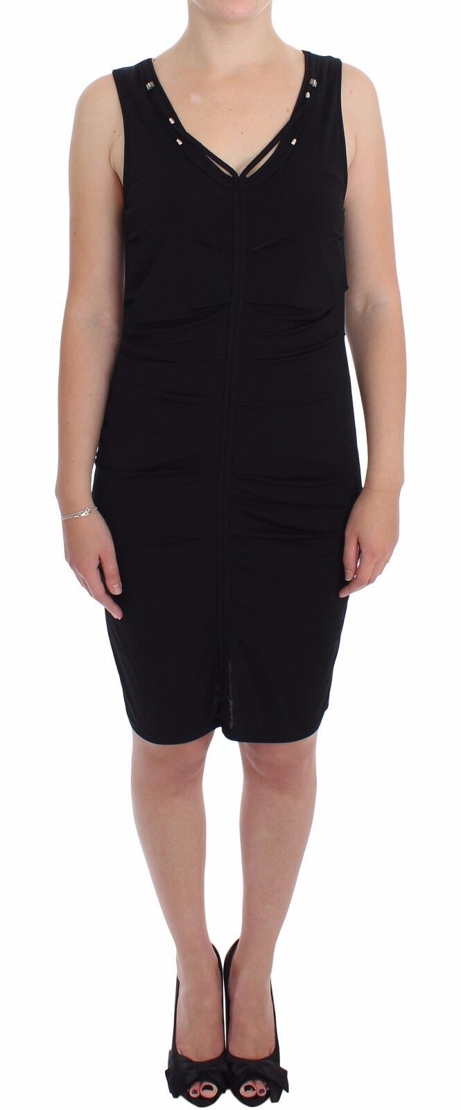 Roccobarocco Black Stretch Wiggle Pencil Sheath Bodycon Dress