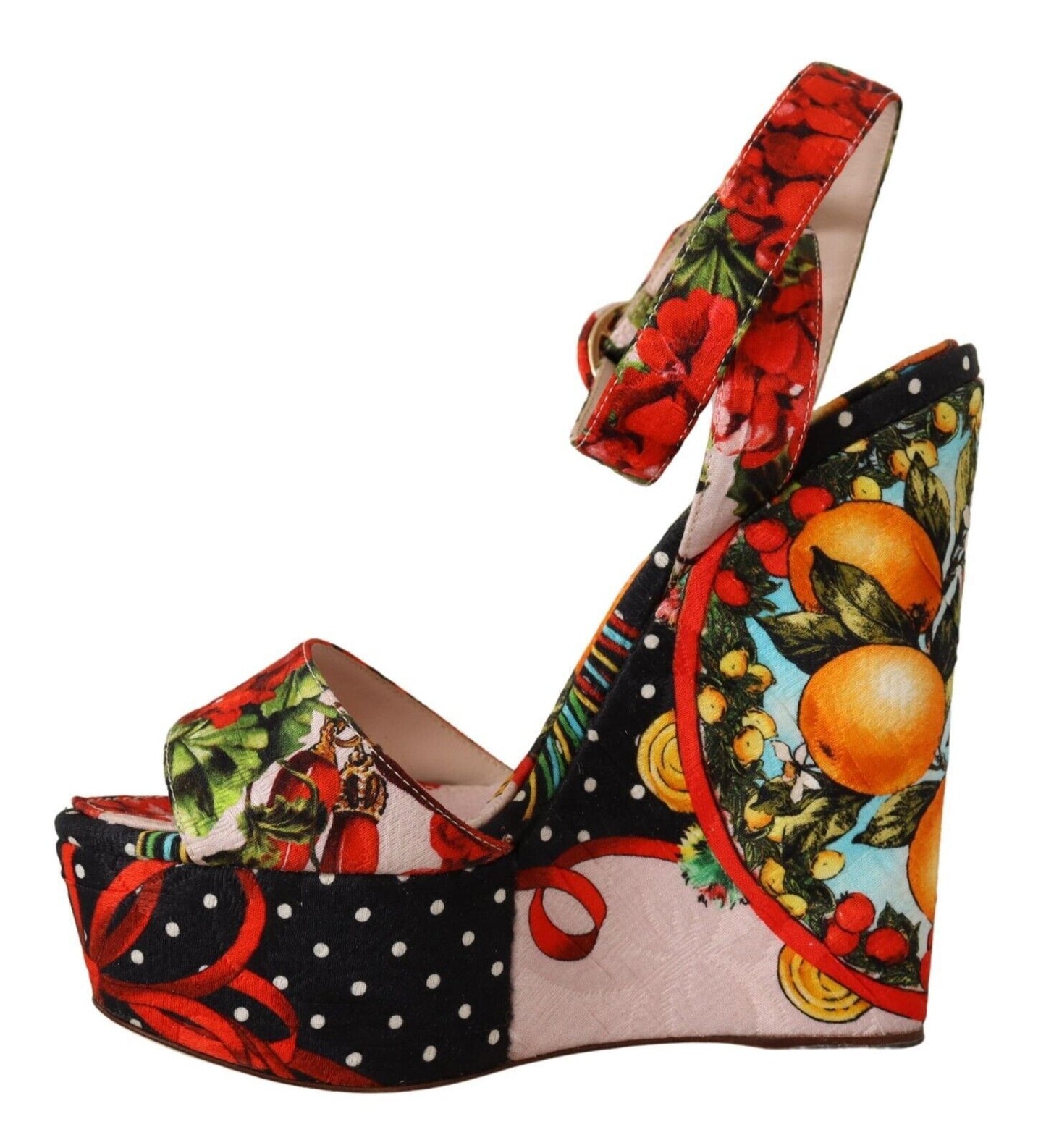 Dolce & Gabbana Multicolor Brocade Platform Heels Sandals Shoes