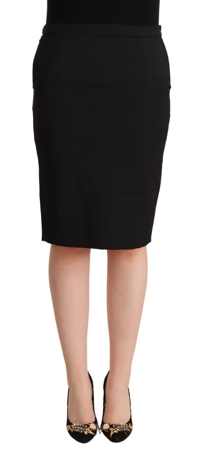 GF Ferre Black Pencil Knee Length Straight Skirt