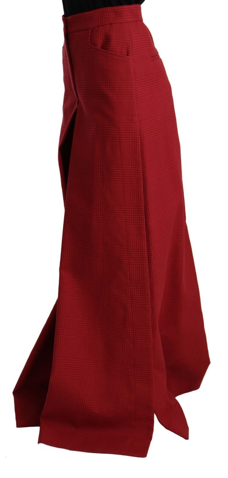 Dolce & Gabbana Red Cotton High Waist Wide Leg Pants