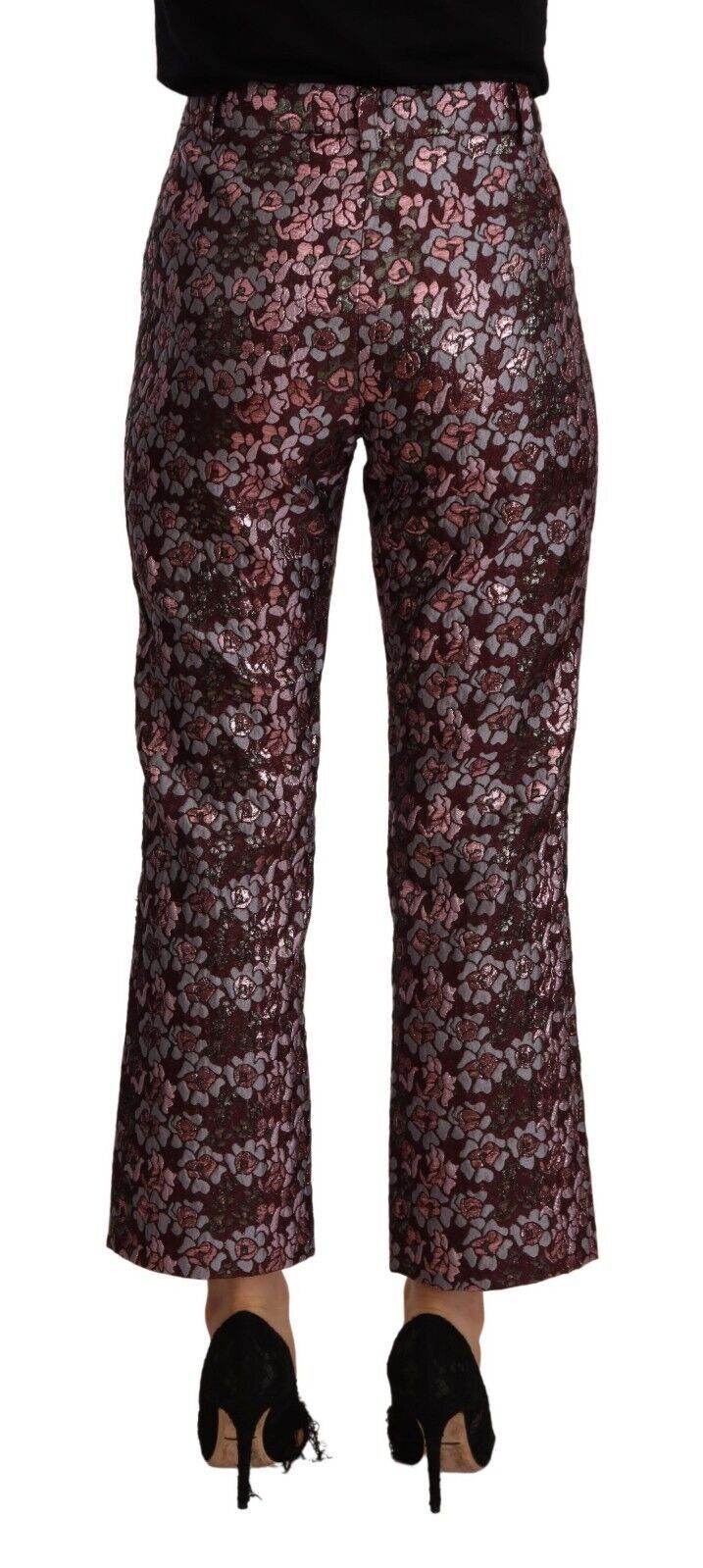 House of Holland Multicolor Floral Jacquard Flared Cropped Pants