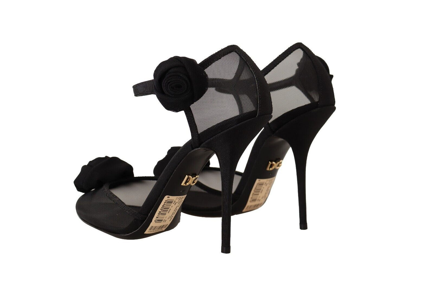 Dolce & Gabbana Black Mesh Ankle Strap High Heels Pumps Shoes