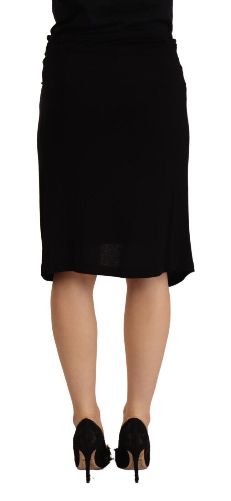 PLEIN SUD Black High Waist Pencil Knee Length Viscose Skirt