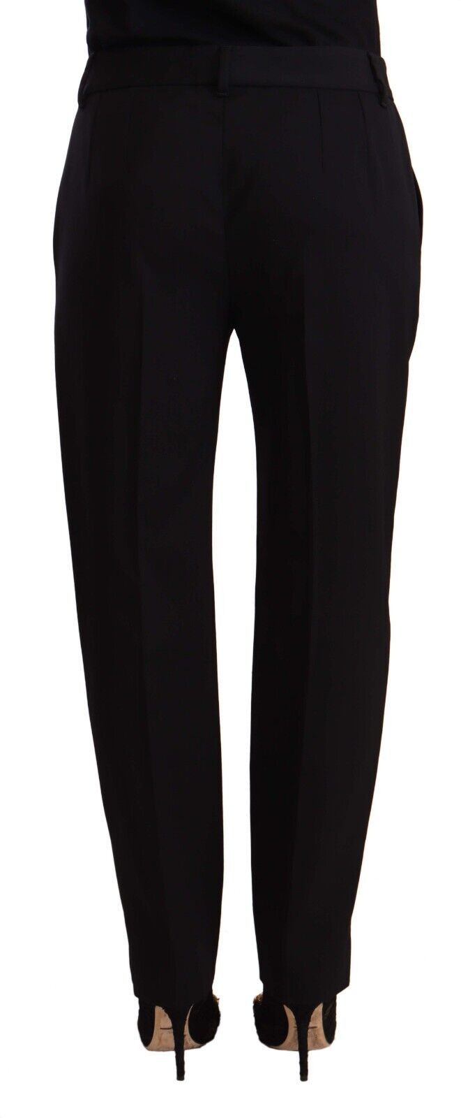 Dolce & Gabbana Black Mid Waist Skinny Trouser Wool Pants