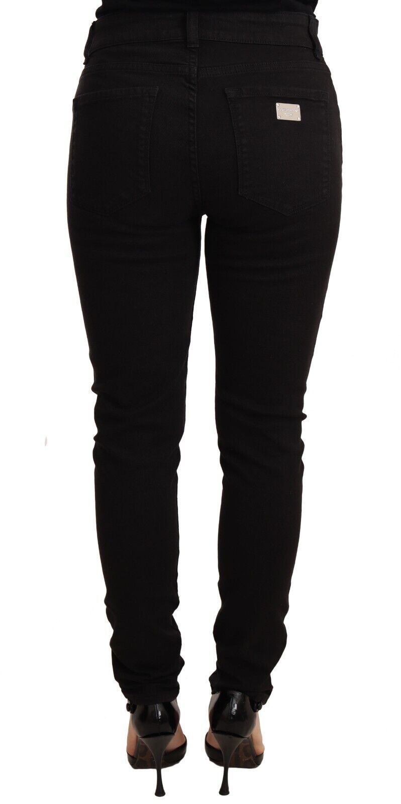 Dolce & Gabbana Black Skinny Denim Logo Cotton Stretch Jeans