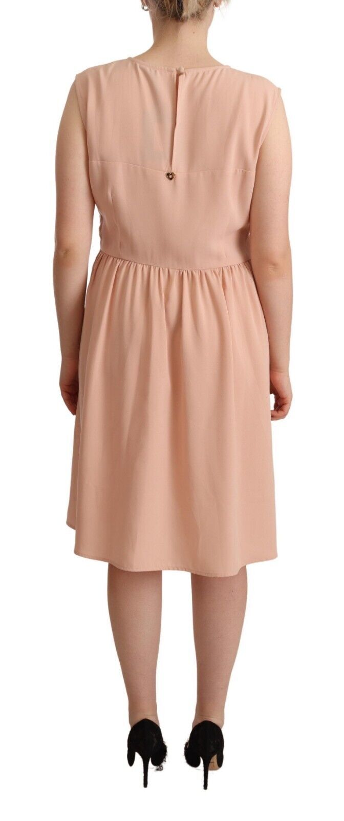 Twinset Beige Polyester Sleeveless Shift Knee Length Dress