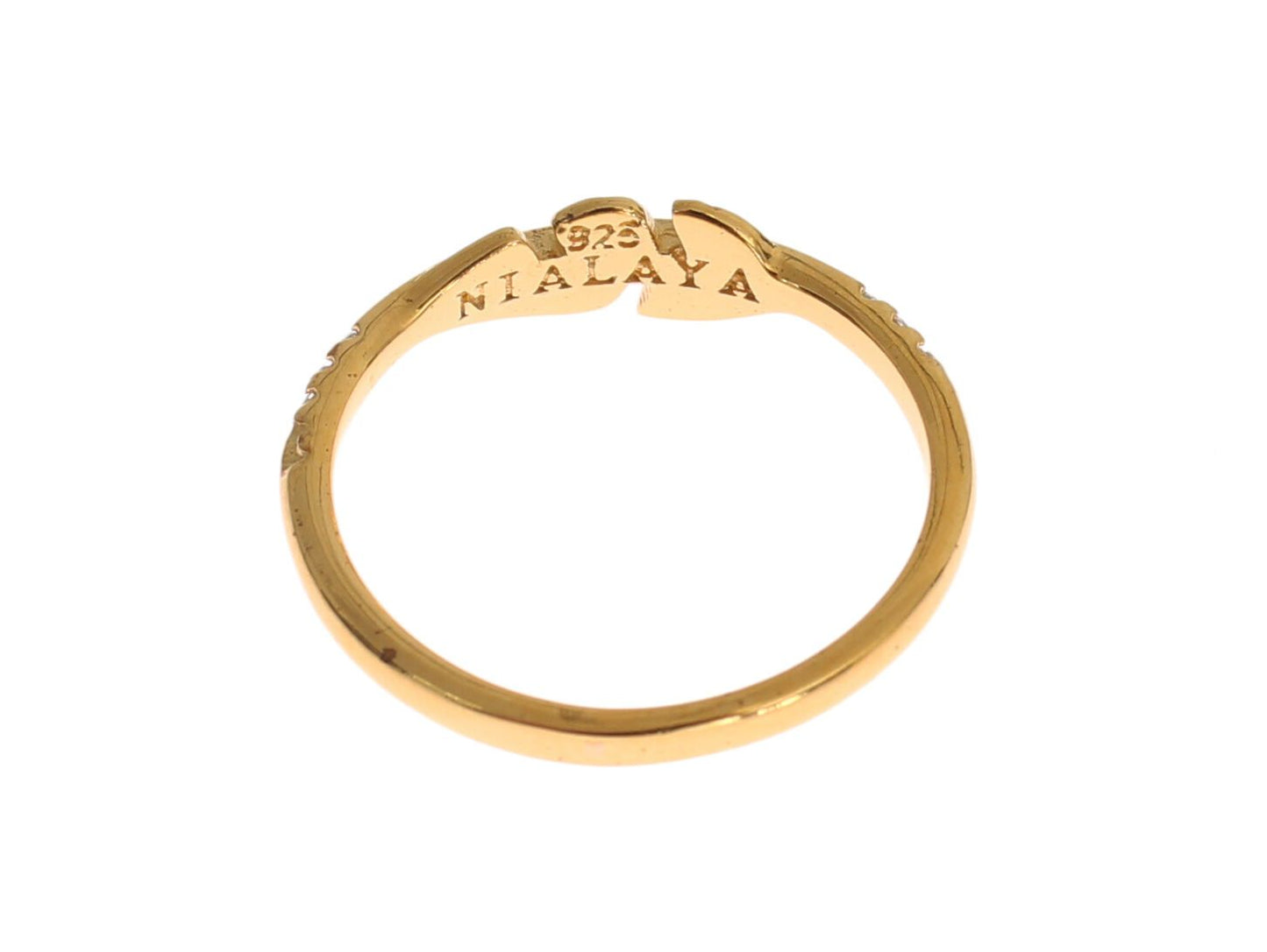 Nialaya Gold Clear CZ 925 Silver Ring